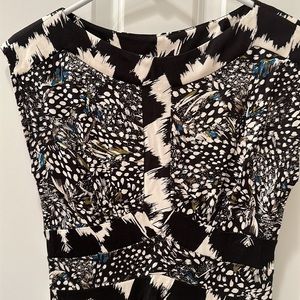 Diane von Furstenberg Black Printed Silk Knit Stirling Sheath dress size…